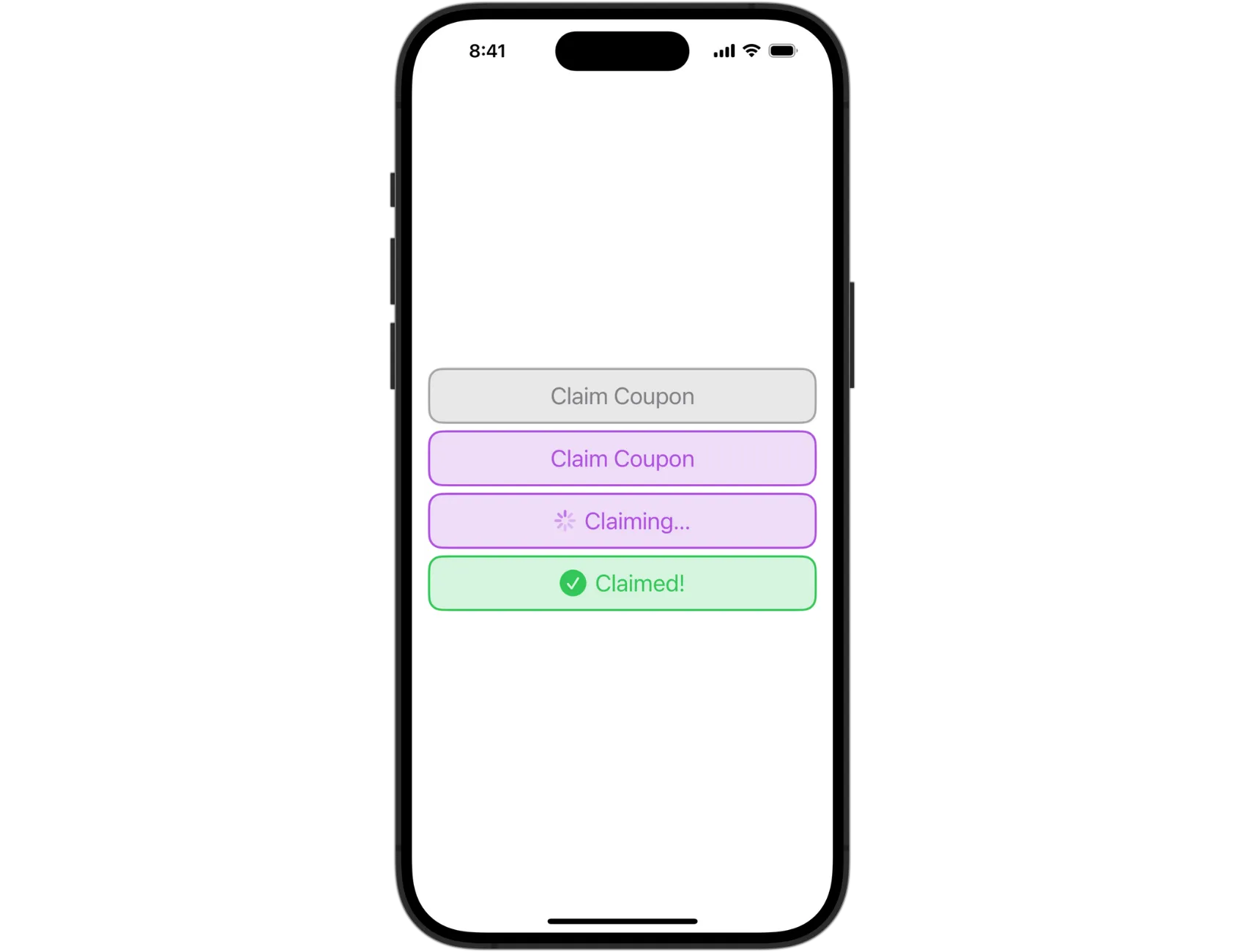 Four buttons showing different state with different design Four buttons showing different state with different design