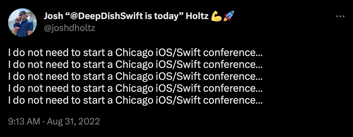 Josh Holtz tweeting about starting a conference Josh Holtz tweeting about starting a conference