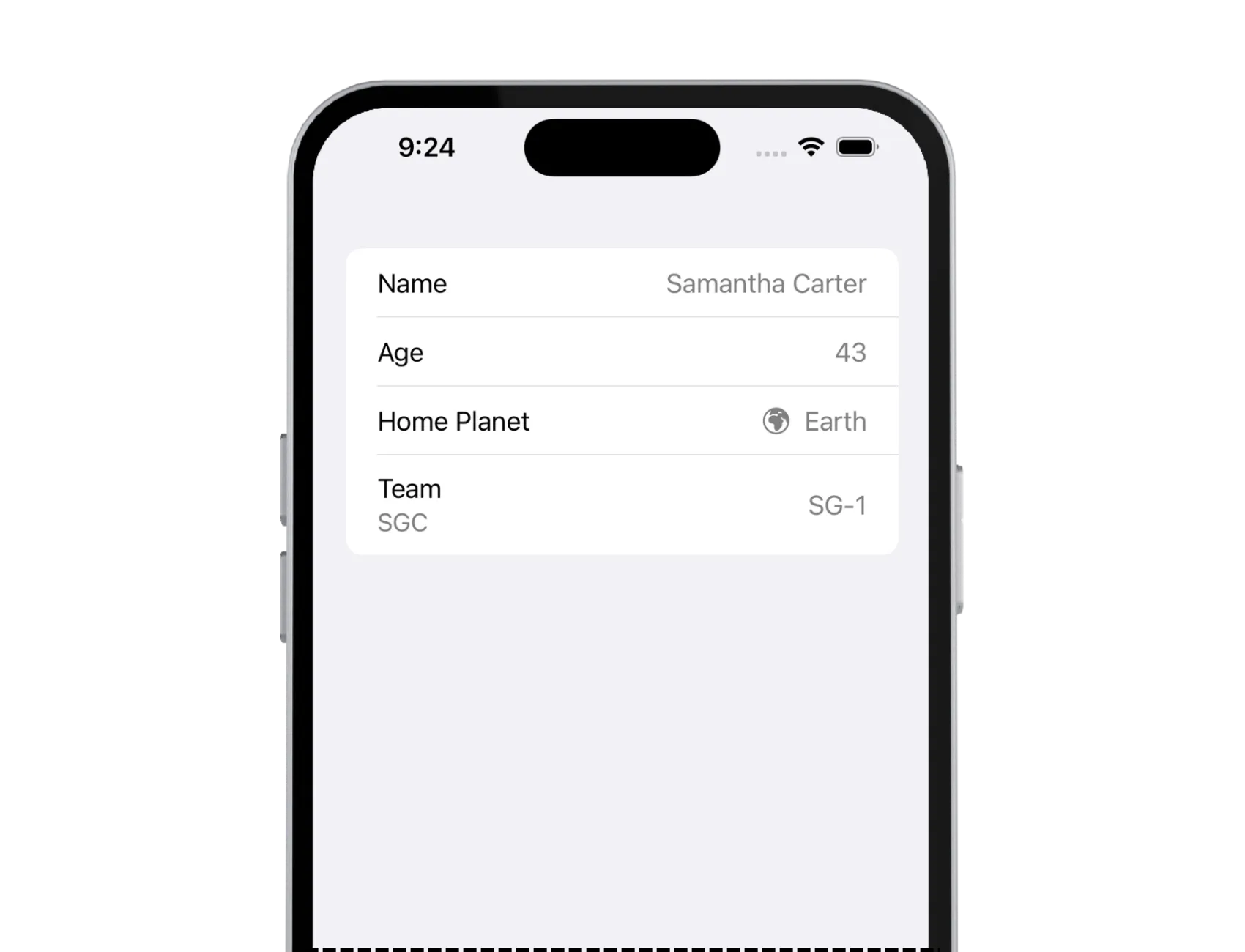 Form with LabeledContent component